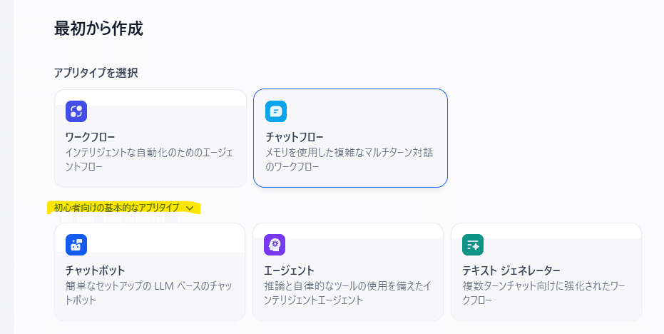 Difyの他のアプリタイプ